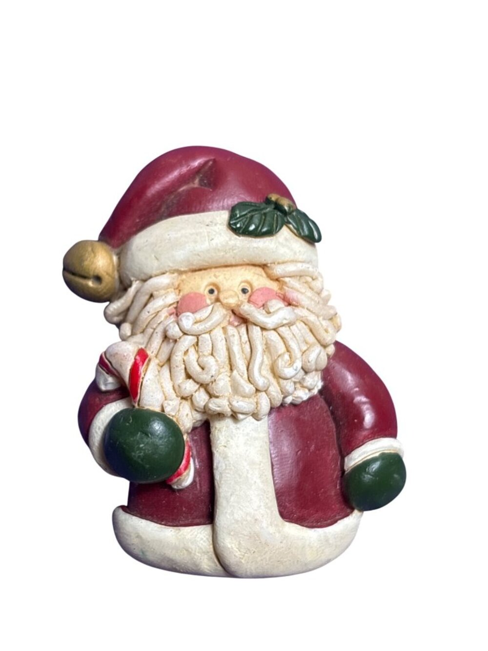 Vintage Resin Santa Claus Christmas Holiday Brooch Pin Rustic 2 inches